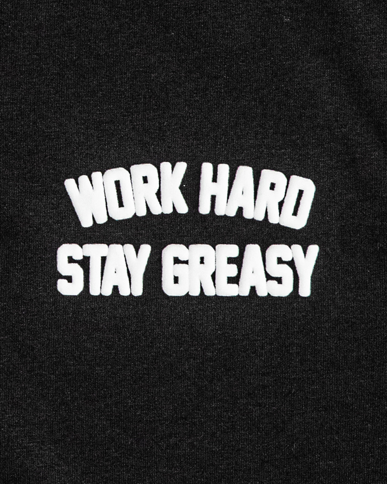 Black women's crop top with 'Work Hard Stay Greasy' text in white on a black background - Work Hard Stay Greasy Crop top by Greasy Hands Society