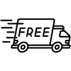 Black and white icon of a delivery truck with 'FREE' on the side - free shipping with your points
