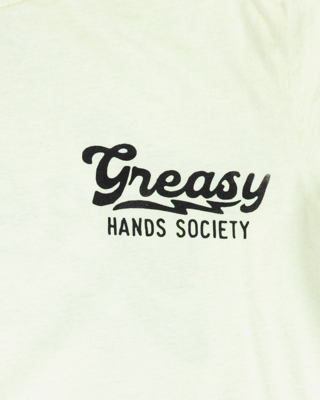 Text 'Greasy Hands Society' on a white background