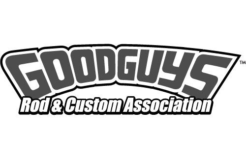 The Goodguys Rod & Custom Association logo in gray and black with a white outline on a plain white background.