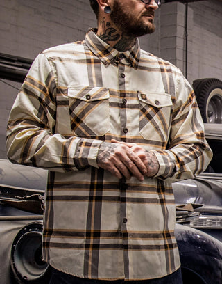 whiskey flannel brown beige and gold flannel 