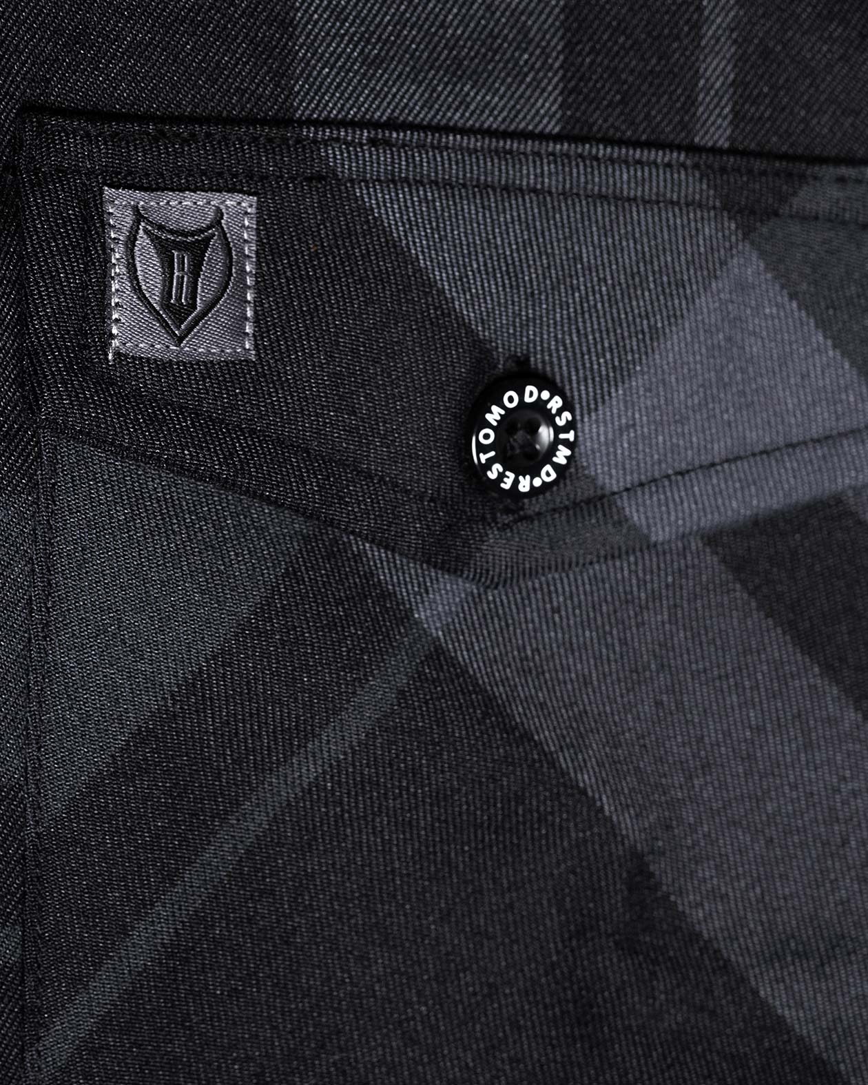 synister continental black flannel pocket detail