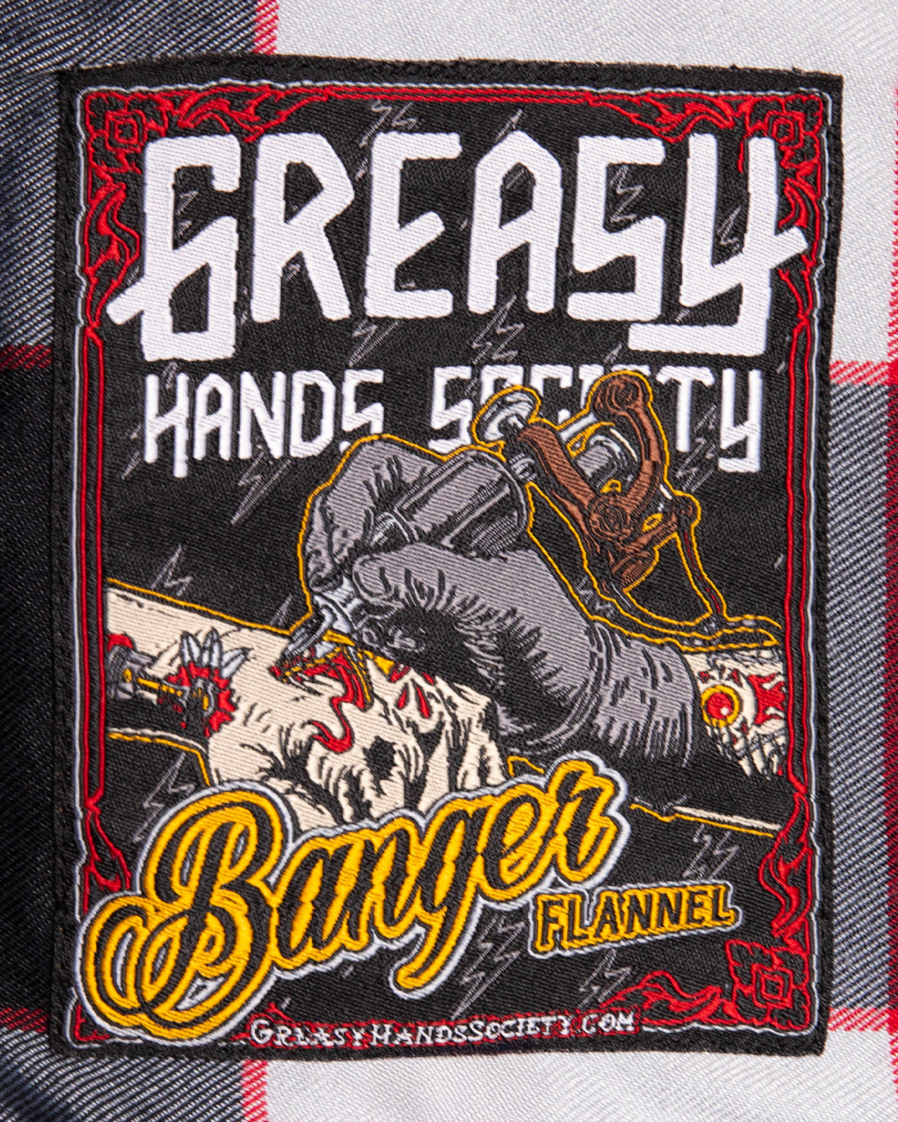 the banger flannel tag art showing a tattooer tattoo artist 