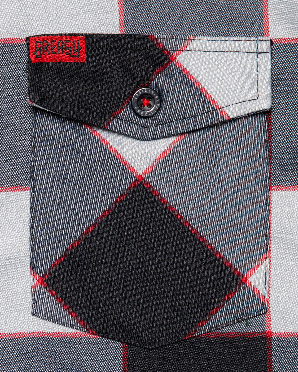 banger black, gray and red flannel